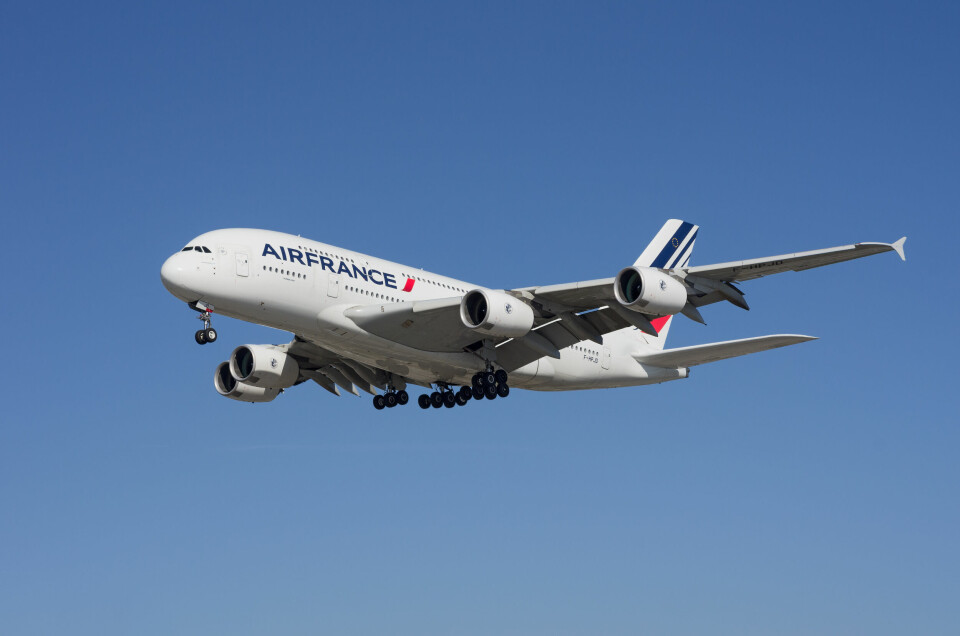 Air France Airbus A380 shown approaching LAX.