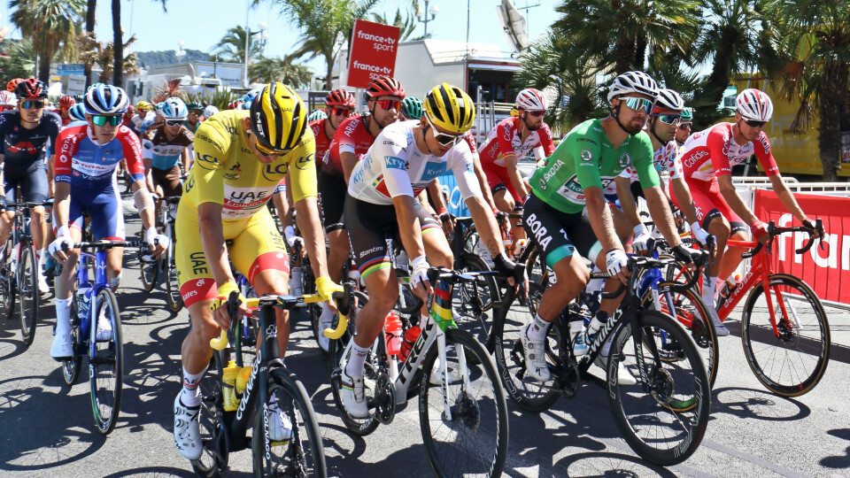 The start of the second stage on the Promenade des Anglais, Tour de France 2021, Nice, France