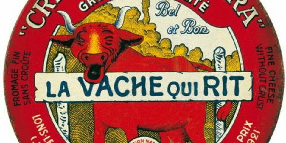 An old elaborate packaging of La Vache Qui Rit cheese. French spreadable cheese La Vache Qui Rit celebrates 100th year