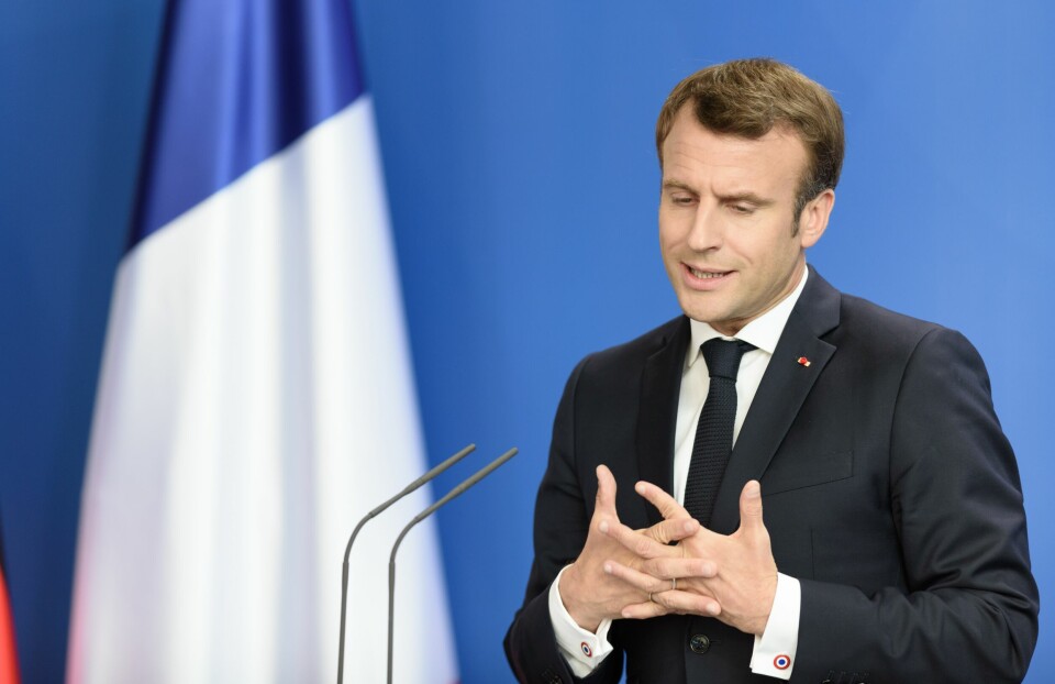 President Macron delivering a speech