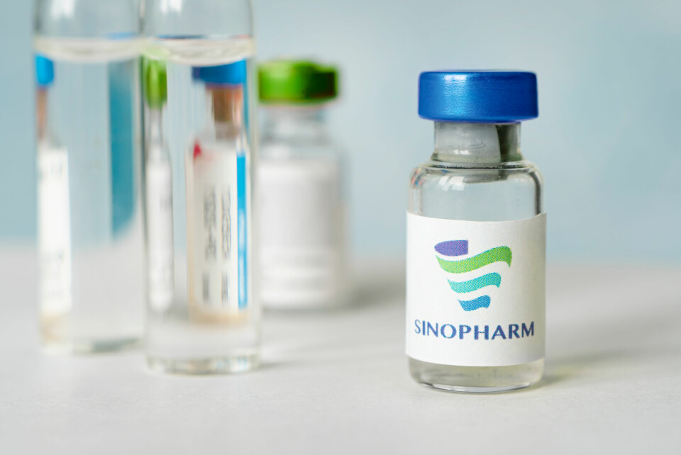 An image of a vial containing the Sinopharm vaccine