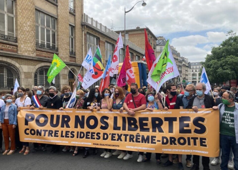 Protesters in Paris. Thousands march across France against rise of ‘the far right’