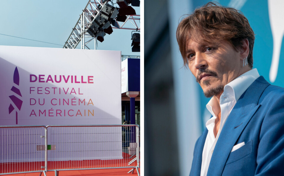 The Deauville American Film festival entrance on one side, Johnny Depp on the other, 2019. Johnny Depp to appear at Deauville American Film Festival today