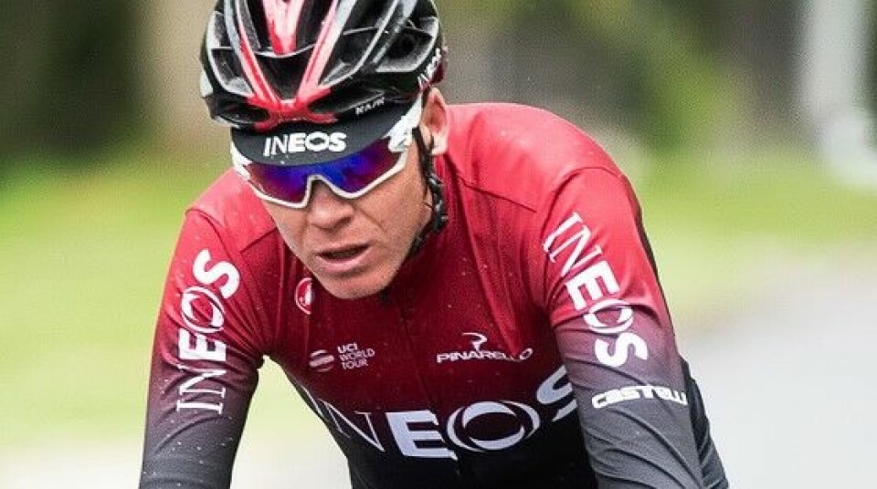 Chris Froome forTeam Ineos racing in the Tour de Yorkshire stage 2. Chris Froome shares joke after French newsman fails to recognise him
