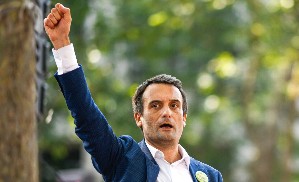 Florian Philippot during an anti-health pass protest in Paris