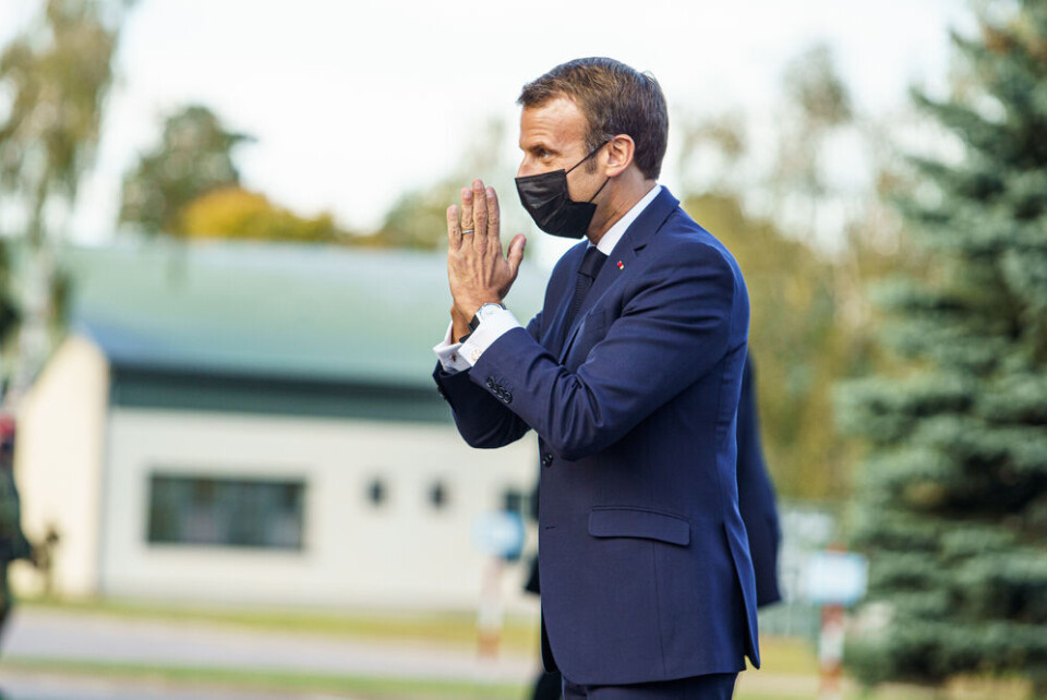 Rokas Tenys / Shutterstock President of France Emmanuel Macron with mask. Macron face slap: Why did the attacker shout ‘Montjoie Saint Denis’?