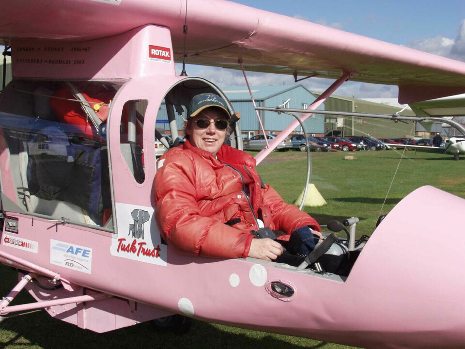 An image of tourist Eve Jackson in her pink plane