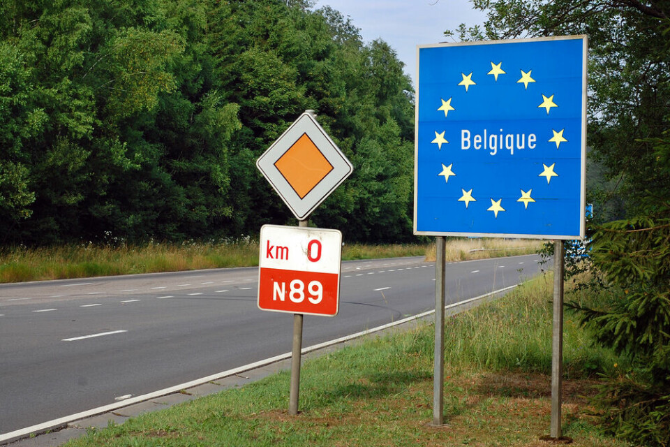 Border between France and Belgium - Road sign. Backlash against French ‘visit Belgium without health pass’ article