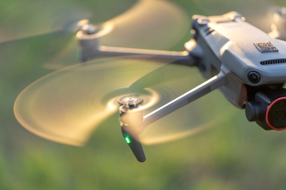 A view of a flying drone in the sky