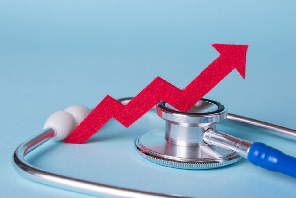 Stethoscope with an arrow model on top to show healthcare price rises