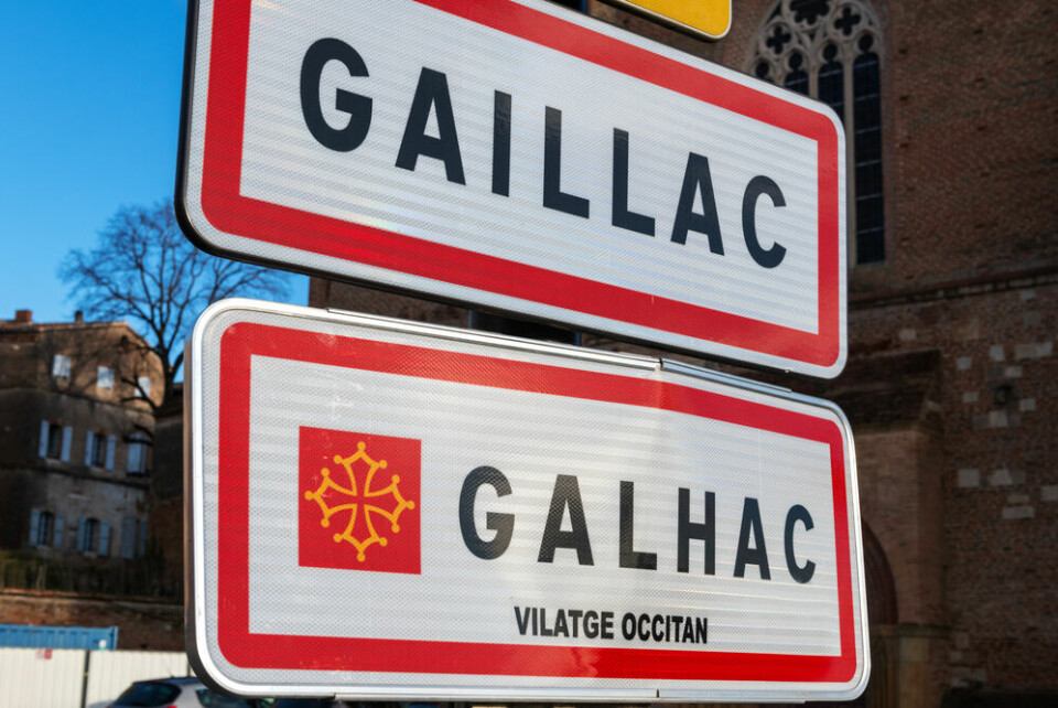 A view of town signs at the entrance of the town of Gaillac, Tarn, Occitanie
