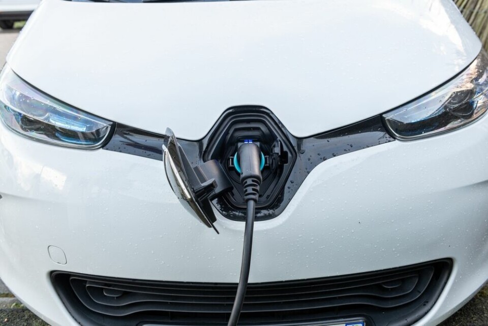 A view of an electric Renault car charging in Paris, France