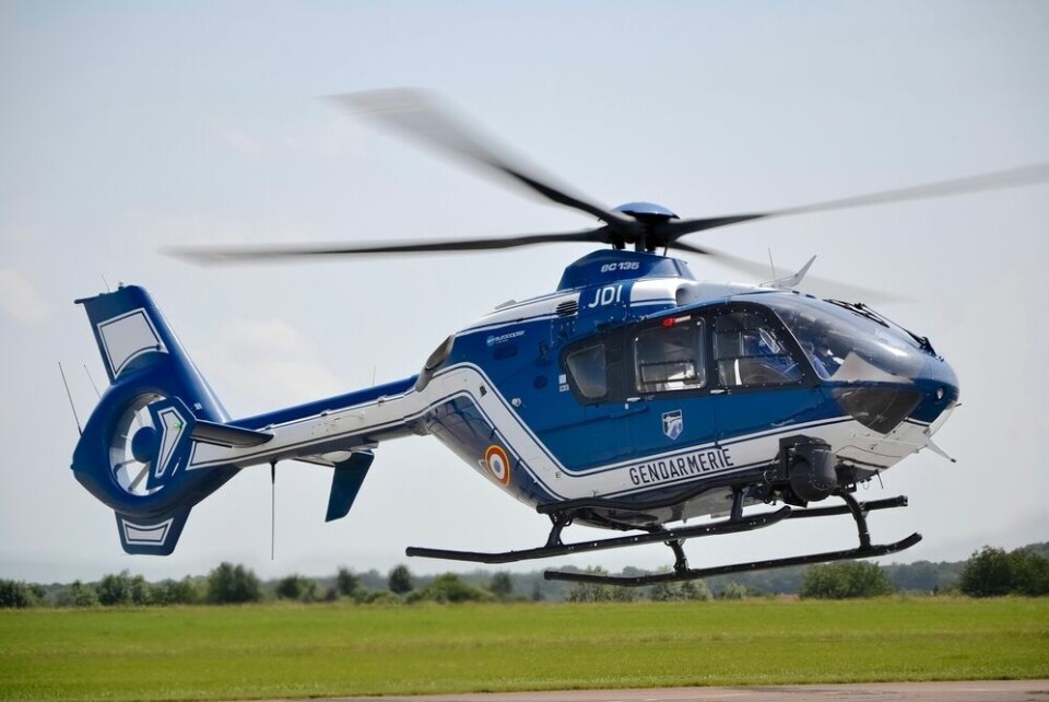 A view of a gendarmerie helicopter taking off in France