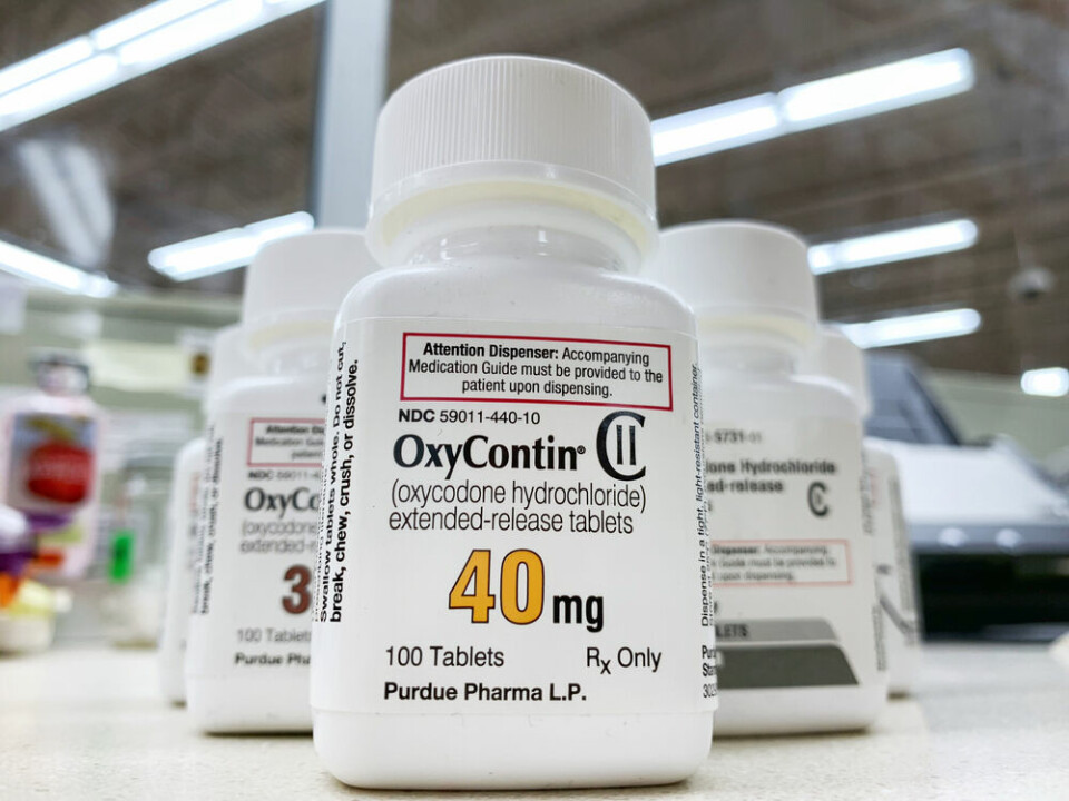 A view of a bottle of OxyContin by Purdue Pharma