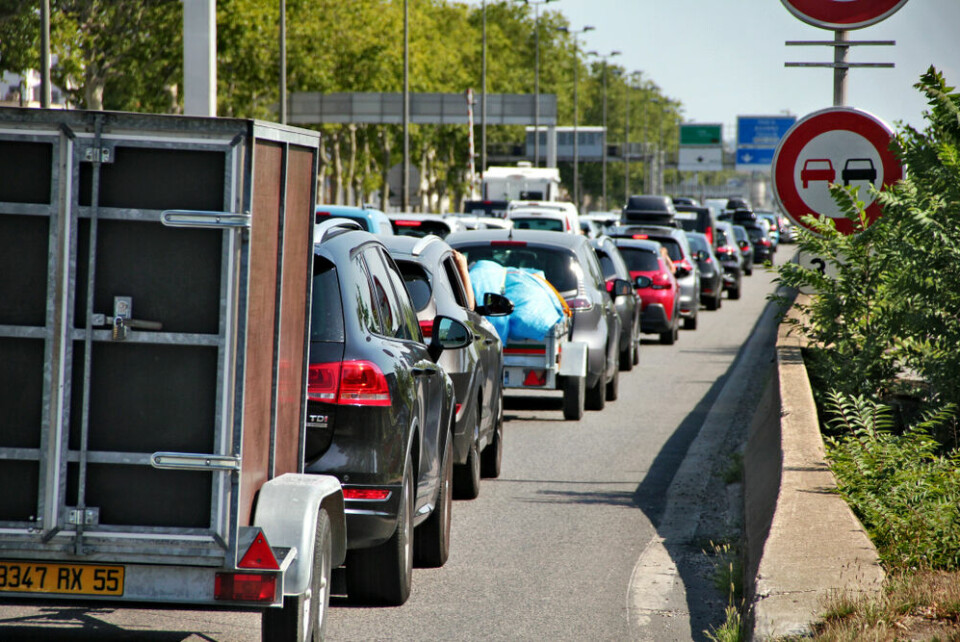 Heavy traffic on the A7 motorway, France