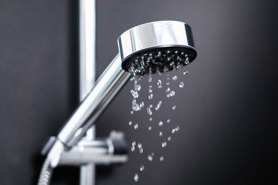 A shower with running water