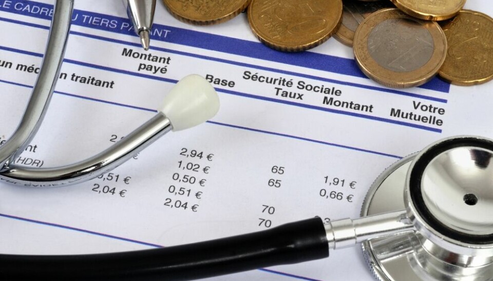 Detail of a social security reimbursement statement in France with a stethoscope and euros
