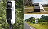 Three-way split image of tourelle and radar chantier speed cameras, and a French speed camera road sign