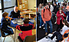 split image of four-player chess and visitors at innovation competition in paris