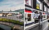 Two-way split image of Paris Charles de Gaulle airport and the RER train network
