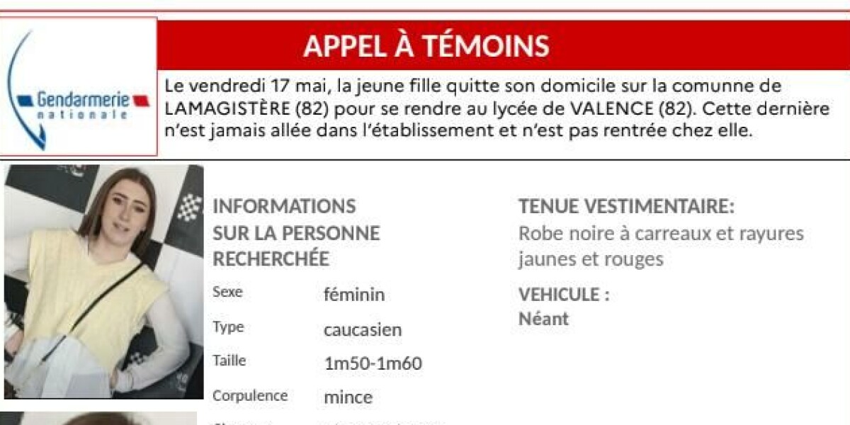 Worrying disappearance of girl, 16, in france