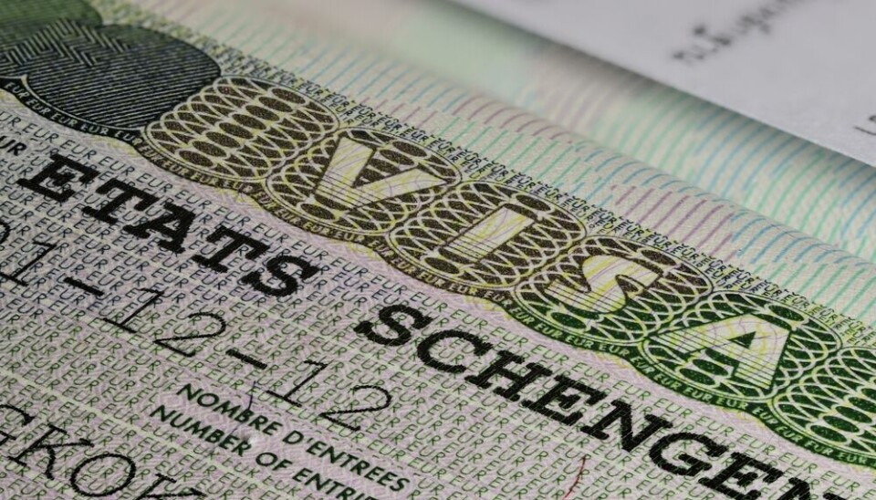 Close-up of a schengen visa required for travel to EU and France