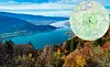 Lake Annecy, in the Haute-Savoie region of France with inset map of earthquake