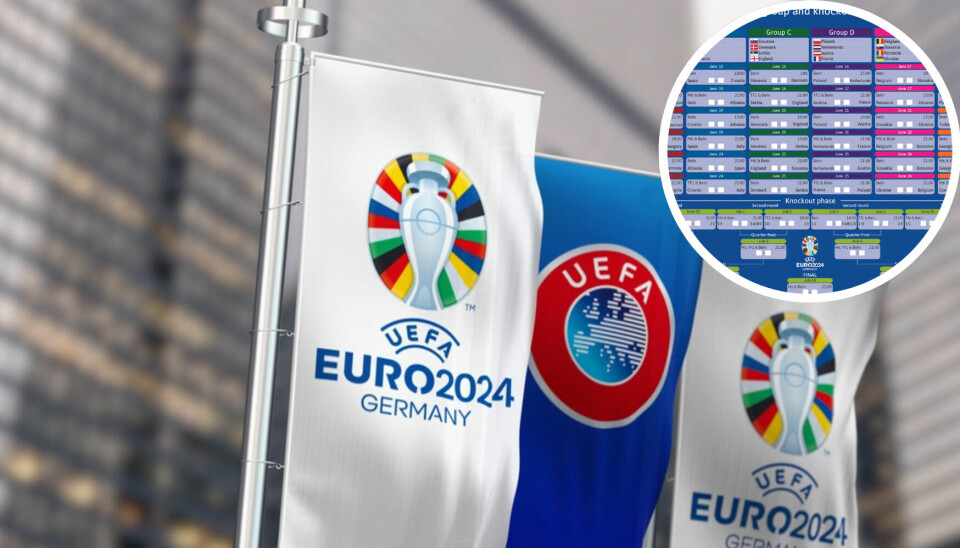 European Football Championship flags and inset calendar and tv listings