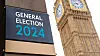General election 2024 sign outside Palace of Westminster in London - how British voters in France can participate in uk election