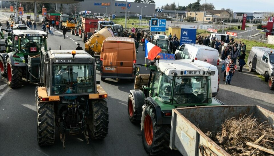 French farmers block the A62 Langon toll near Bordeaux in France