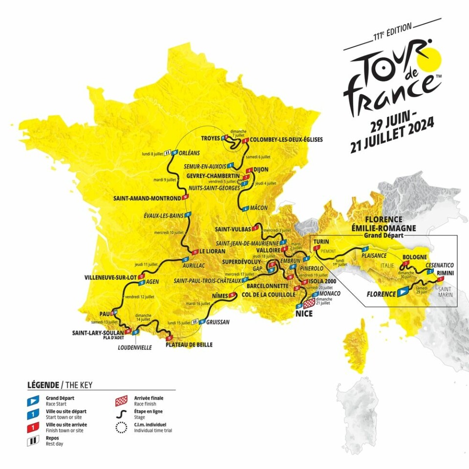 The route of the Tour de France 2024