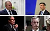 four-way spoilt image of   Ed davey, Rishi Sunak, Nigel Farage and Keir Starmer