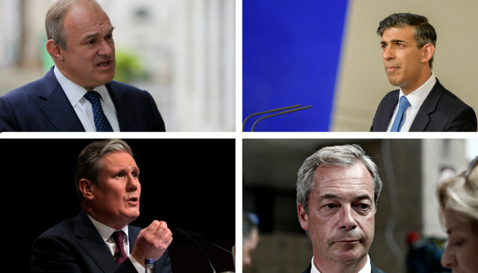 four-way spoilt image of   Ed davey, Rishi Sunak, Nigel Farage and Keir Starmer