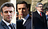 A view of Macron (left), Bardella (centre) and Mélenchon (right)