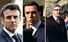 A view of Macron (left), Bardella (centre) and Mélenchon (right)