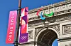A view of the Arc de Triomphe with the Paralympics symbol displayed