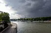 A storm cloud over Paris, France
