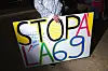 A view of an A69 protest sign