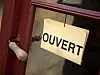 open sign in French shop window