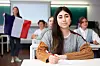 Student in France in classroom