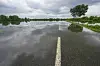 Flooded road in France