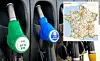 A view of petrol pumps and the map overlaid on top