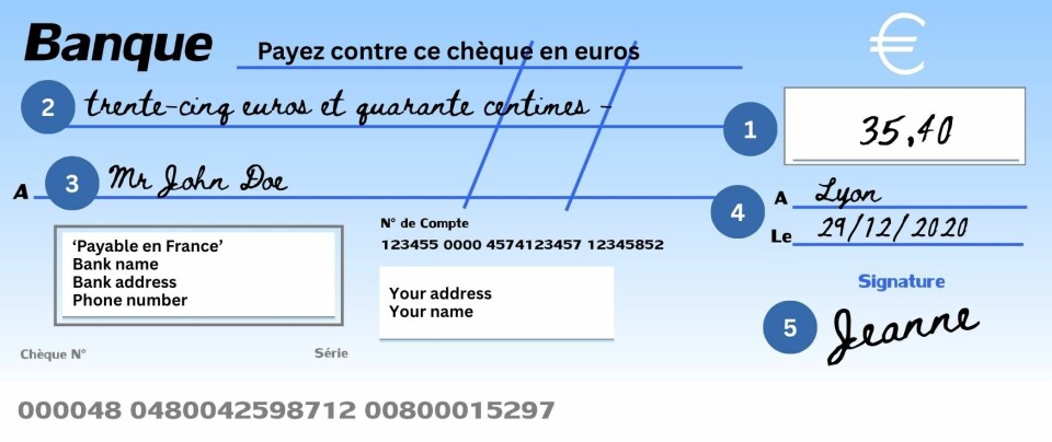 French Cheque Example Master French numbers: writing cheques in France made easy