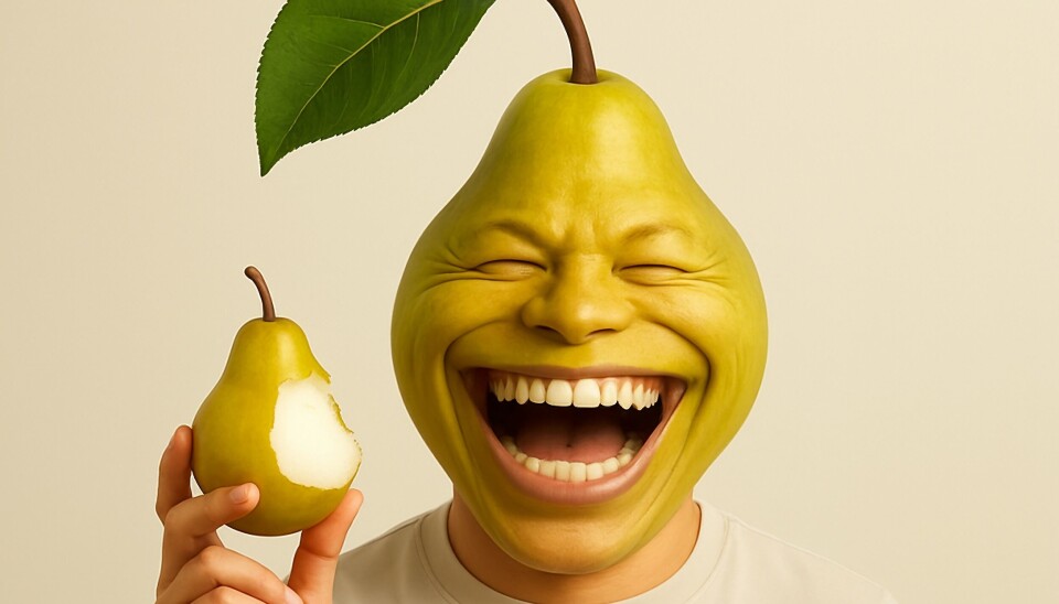 Shutterstock AI AI-generated of a laughing face pear