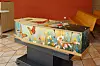 Coffin decorated with flowers and butterflies