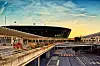 Nice airport at sunset