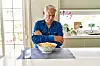 Senior,Man,With,Grey,Hair,Eating,Pasta,Spaghetti,At,Home