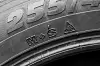 A close-up of the M+S and 3PMSF symbols on a tyre