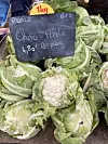 Cauliflowers,For,Sale,At,A,French,Market.,The,Sign,Reads