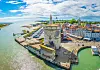 An aerial view of La Rochelle and the Tour de la Lanterne